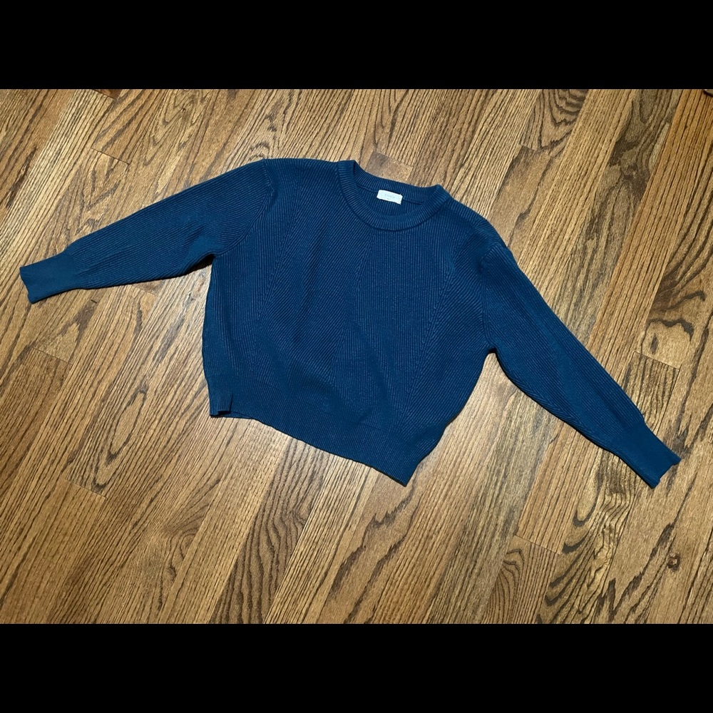 Solid Lantern Sleeve Sweater Teal Blue
